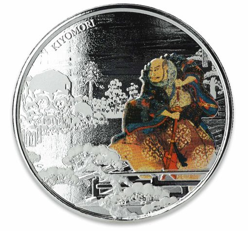 2018 (New) Fiji $1 Color SAMURAI KIYOMORI Phantom Skeletons Woodblock 1oz Silver Coin COA - Image 2