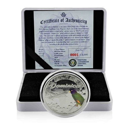 2019 (New) Color Proof Dominica The Nature Isle 1 oz  .999 Silver Coin