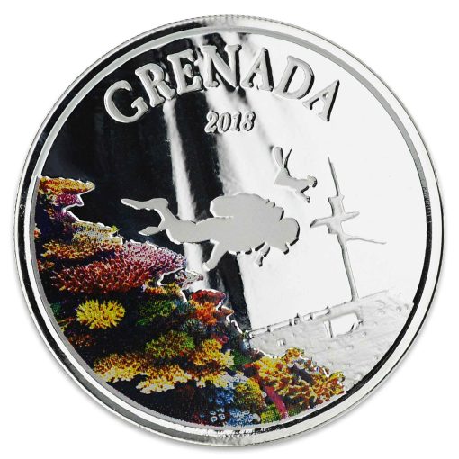 2018 (New) Color Proof Grenada Diving Paradise 1 oz  .999 Silver Coin - Image 2