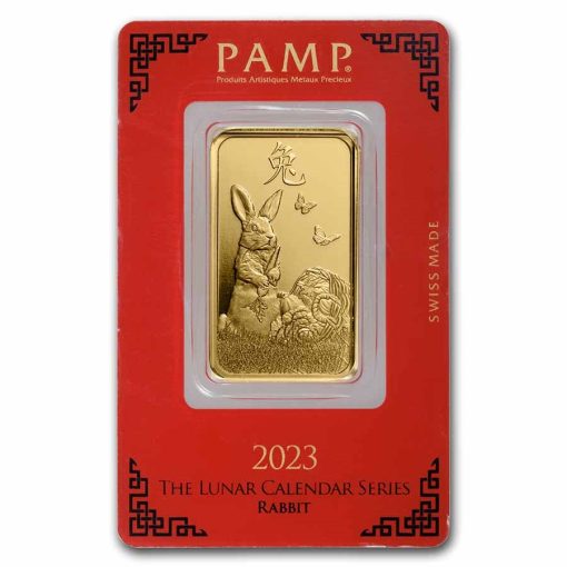 2023 (New) Pamp Swiss Lunar Year of the Rabbit Gold 1 oz Bar