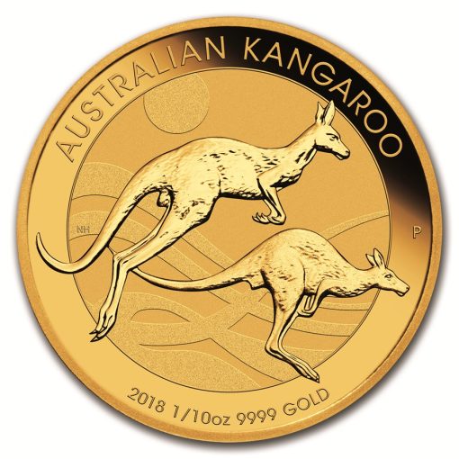 2018 (New) Australia Kangaroo 24K 1/10 oz Gold Coin in Capsule