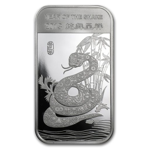 2013 (New) Pure .999 Silver Year of the Snake Lunar Bar 1 oz・1 Bar