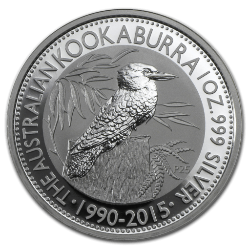 2015 (New) Australian Kookaburra Perth Mint 1 oz Silver Coin 25 Year Anniversary