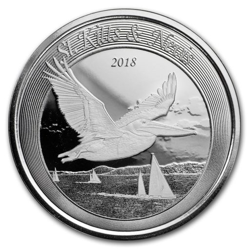 2018 (New) Caribbean St. Kitts & Nevis Pelican 1 oz .999 Silver Coin