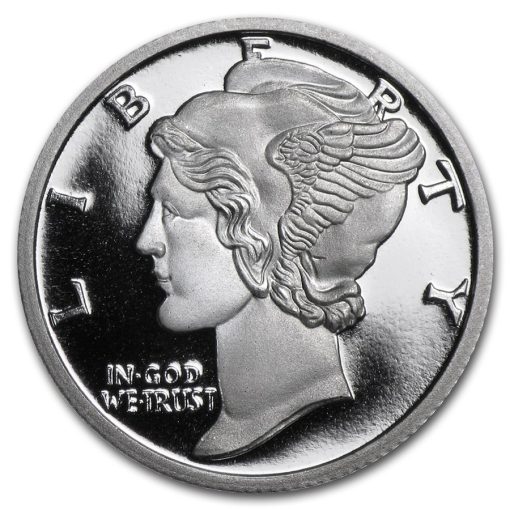 (New) 1/10 oz Pure .999 Silver USA Mercury Dime Medal Coin Replica・1