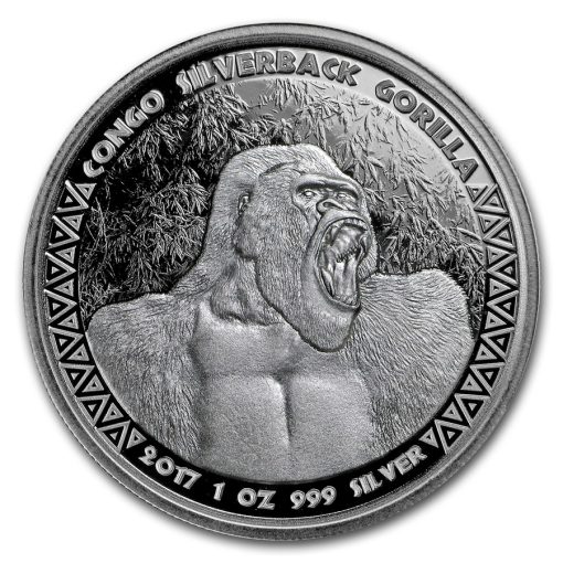 2017 (New) Africa Congo Silverback Gorilla 1 oz 31.1 Silver Coin