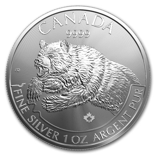 2019 (New) Canada Predator Series Grizzly Bear 1 oz Silver Coin