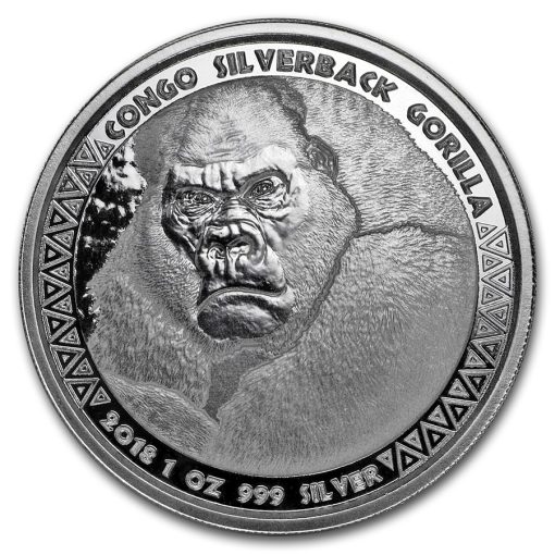 2018 (New) Africa Congo Silverback Gorilla 1 oz 31.1 Silver Coin