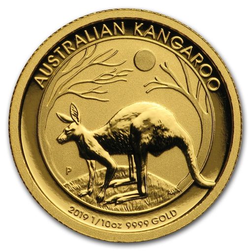 2019 (New) Australia Kangaroo 24K 1/10 oz Gold Coin in Capsule