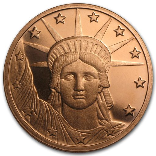 (New) U.S.A. 1 oz N.Y. Statue of Liberty  5 cent Copper .999 Round