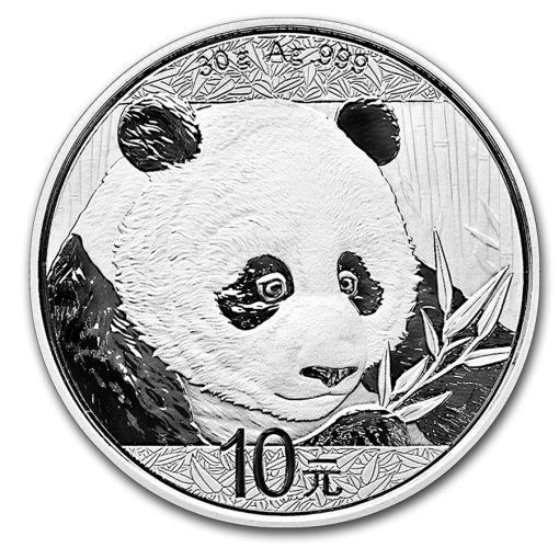 2018年 (新品) 中国「パンダ」純銀 30グラム 銀貨