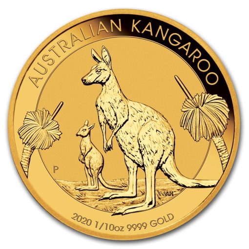 2020 (New) Australia Kangaroo 24K 1/10 oz Gold Coin in Capsule