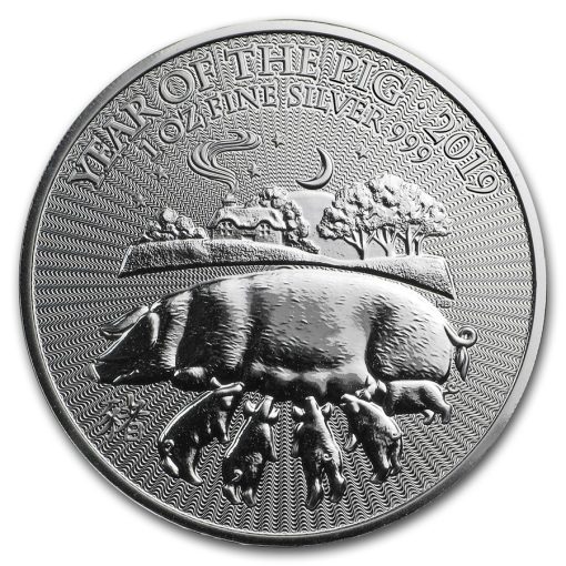 2019 (New) Great Britain Year of the Pig Lunar 1 oz Silver Coin in Capsule