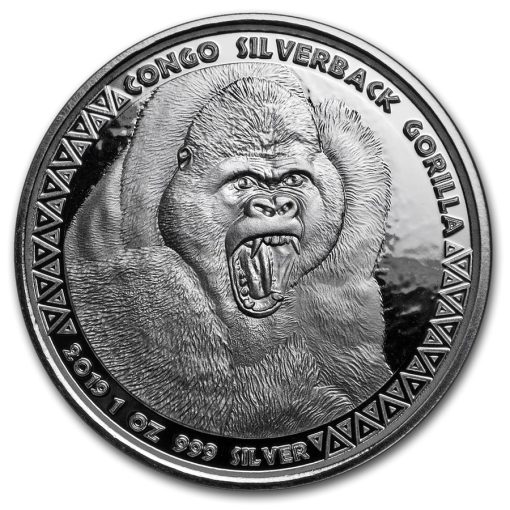 2019 (New) Africa Congo Silverback Gorilla 1 oz 31.1 Silver Coin