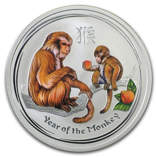 2016 (New) Australian Color Year of the Monkey Lunar Perth Mint 1/2 oz Silver Coin