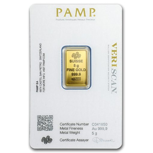 (New) 5 gram Pamp Swiss 24K Gold Bar .9999 in Assay Card - Image 2