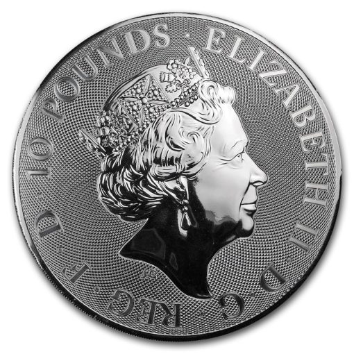 2018年 (新品) イギリス「セント ジョージ・龍」純銀 10オンス 銀貨 - 画像 (2)