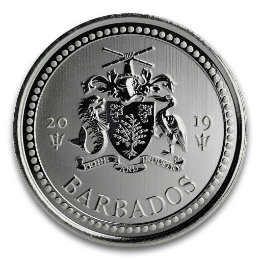 2019 (New) Barbados Trident 1 oz 31.1 gram .999 Silver Coin in Capsule - Image 2