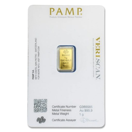 (New) 1 gram Pamp Swiss 24K Gold Bar .9999 in Assay - Image 2