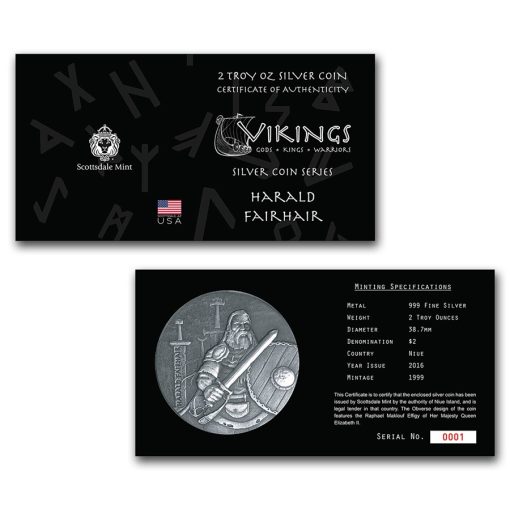 2016 (New) Viking Series [ King Harald Fairhair ] 2 oz Silver 62.2g Coin - Image 2