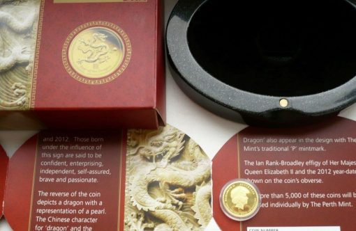 2012 (New) Australia Year of the Dragon Lunar 24K 1/10 oz Gold Coin Proof - Image 4