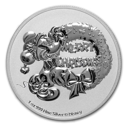 【3 Day Ship】2021 (New) Disney Mickey Mouse Christmas $2 Niue Silver 1 oz Coin