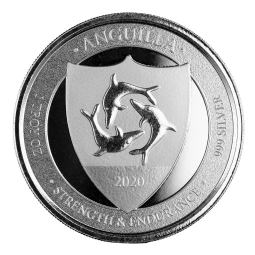 2020 (New) Anguilla Dolphin・Coat of Arms 1 oz  .999 Silver Coin