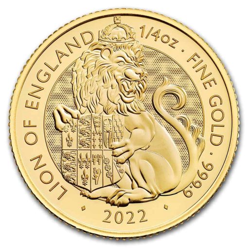 【3 Day Ship】2022 (New) Great Britain The Royal Tudor Beasts The Lion of England 1/4 oz 24K Gold