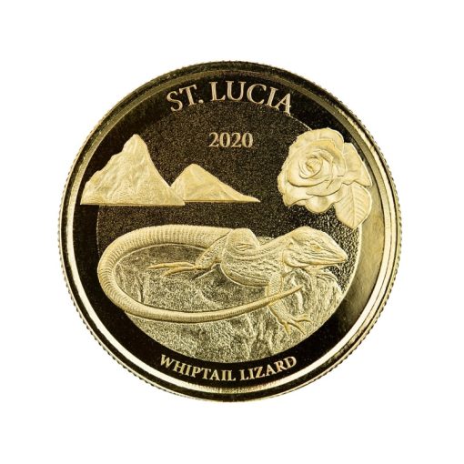 【3 Day Ship】2020 (New) ECCB Saint Lucia Whiptail Lizard 1oz 31.1g 24K Gold Coin