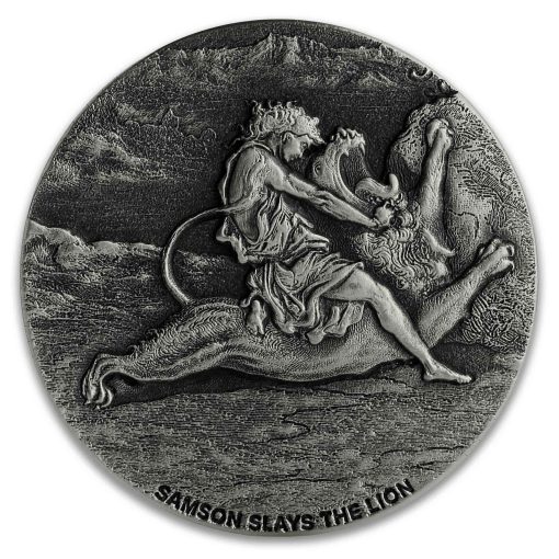 2019 (New) Bible Series Samson Slays Lion Barehanded 2 oz Silver 62.2g Coin