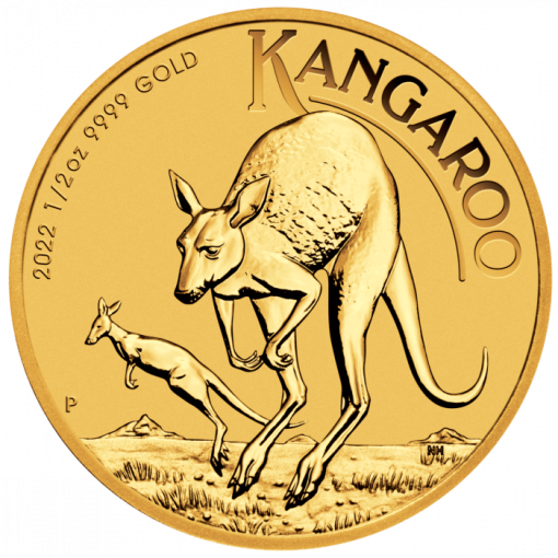 【3 Day Ship】2022 (New) Australia Kangaroo 24K 1/2 oz Gold Coin in Capsule