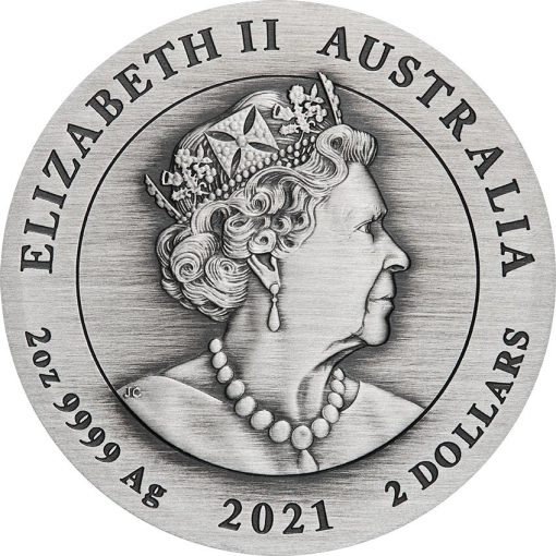 2021 (New) Australia「Double Pixiu」2 oz Silver Antiqued Coin - Image 2