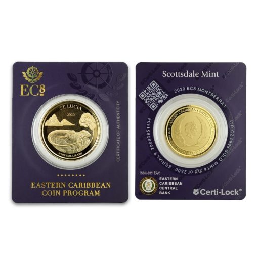 【3 Day Ship】2020 (New) ECCB Saint Lucia Whiptail Lizard 1oz 31.1g 24K Gold Coin - Image 3