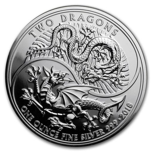 2018 (New) Great Britain「Two Dragons・Welsh Chinese」1 oz .999 Silver Coin