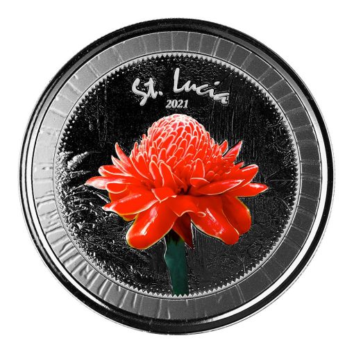 2021 (New) Saint Lucia Botanical Gardens Silver 1 oz Colored Coin