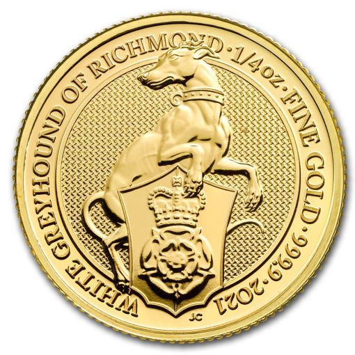 【3 Day Ship】2021 (New) Great Britain Queens Beast Greyhound 1/4 oz 24K Gold