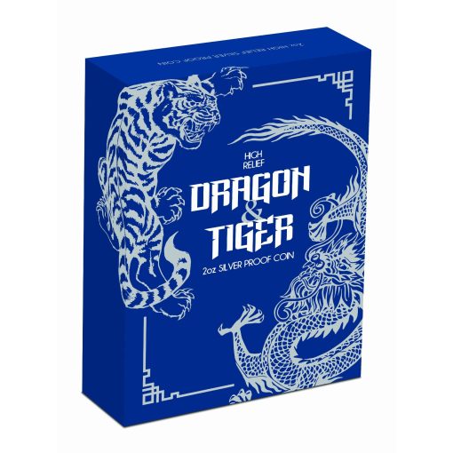 2018年 (新品) オーストラリア「ドラゴンとタイガー・龍と虎」純銀 2オンス ハイリリーフ プルーフ 銀貨 (NGC PF70 UC FDP) - 画像 (3)