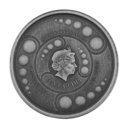 2021 (New) Ghana Alien Silver 1 oz Antique Coin - Image 2