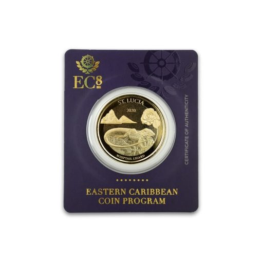 【3 Day Ship】2020 (New) ECCB Saint Lucia Whiptail Lizard 1oz 31.1g 24K Gold Coin - Image 4