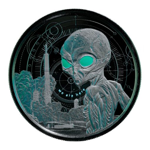 2021 (New) Ghana Alien Pure Silver 1 oz Black Rhodium Plated Silver Proof Coin - Image 4