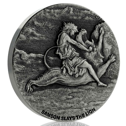 2019 (New) Bible Series Samson Slays Lion Barehanded 2 oz Silver 62.2g Coin - Image 3