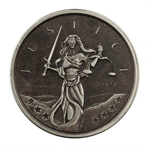 2021 (New) Gibraltar「Lady Justice」Silver 1 oz Antique Coin