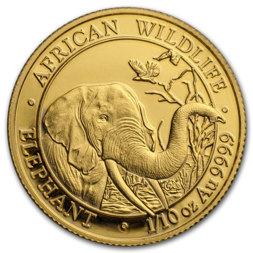 2018 (New) Somalia 1/10 oz Elephant 24K Gold Coin