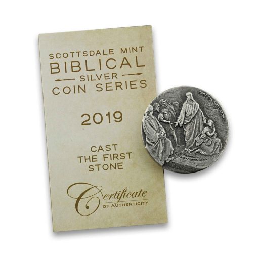 2019 (New) Bible Series Cast the First Stone 2 oz Silver 62.2g Coin - Image 8