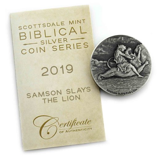 2019 (New) Bible Series Samson Slays Lion Barehanded 2 oz Silver 62.2g Coin - Image 8