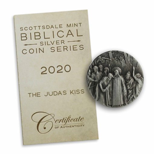 2020年 (新品) ニウエ「聖書シリーズ・裏切り者ユダのキス」純銀 2オンス アンティーク 銀貨 - 画像 (9)