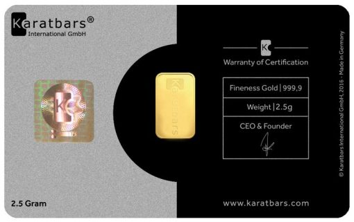 (New) German .9999 Pure Gold Classic KARATBAR 2.5 gram 24K・1 Card - Image 2