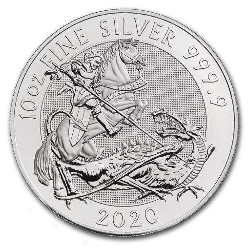 2020 (New) Great Britain  10 oz Valiant「St. George Slaying Dragon」£10 Silver Coin