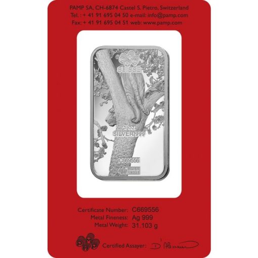 2022 (New) Pamp Lunar Year of the Tiger Silver 1 oz Bar - Image 2