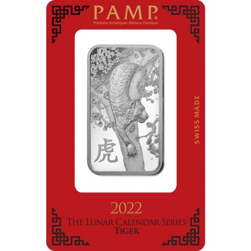 2022 (New) Pamp Lunar Year of the Tiger Silver 1 oz Bar